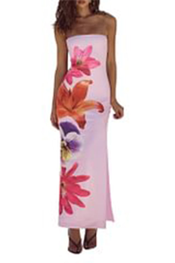 BR3242 Floral Strapless Long Dress