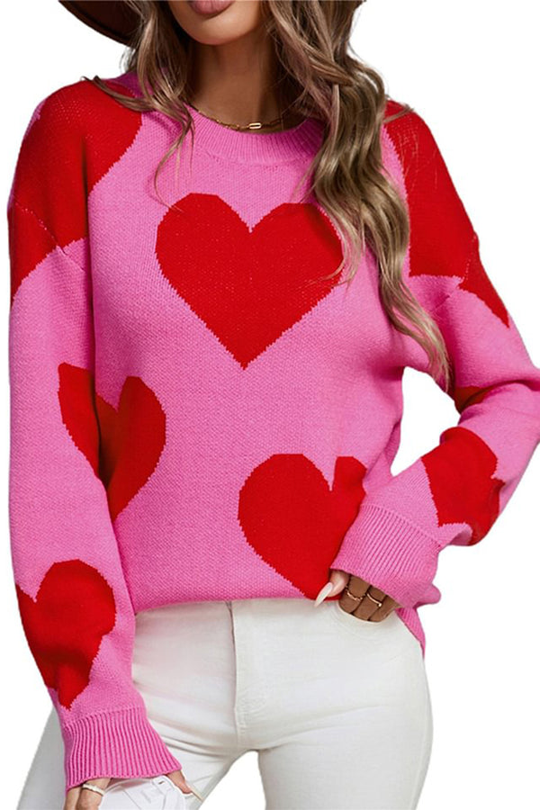 HWS1204 Heart Pattern Knit Sweater