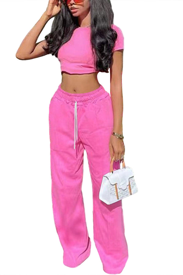 US3376 Crop Tee and Sweatpants Set