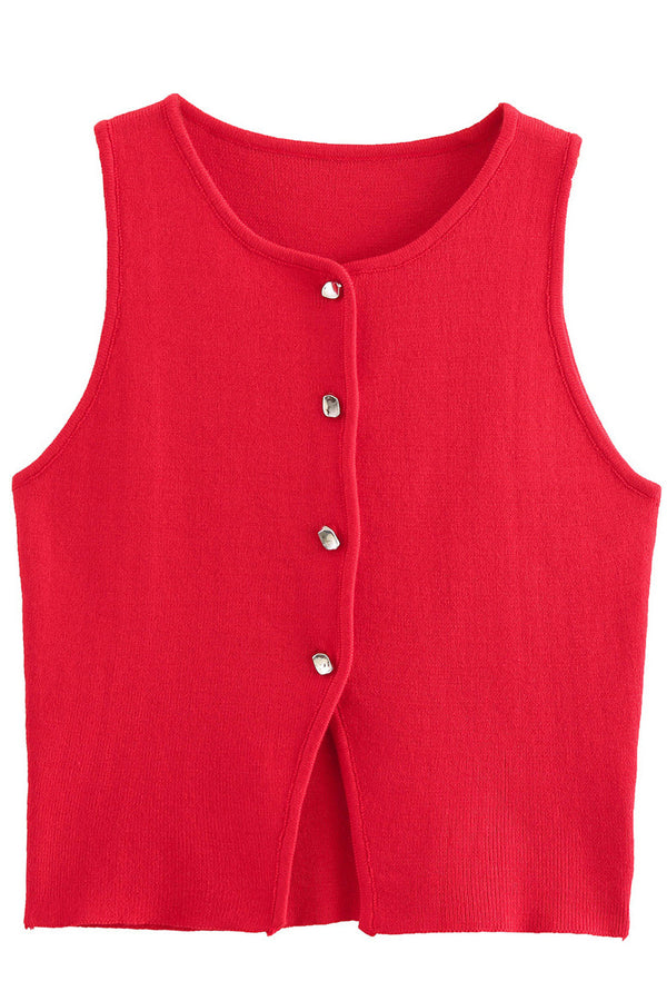 WS3391 Button-up Knitted Vest Outerwear