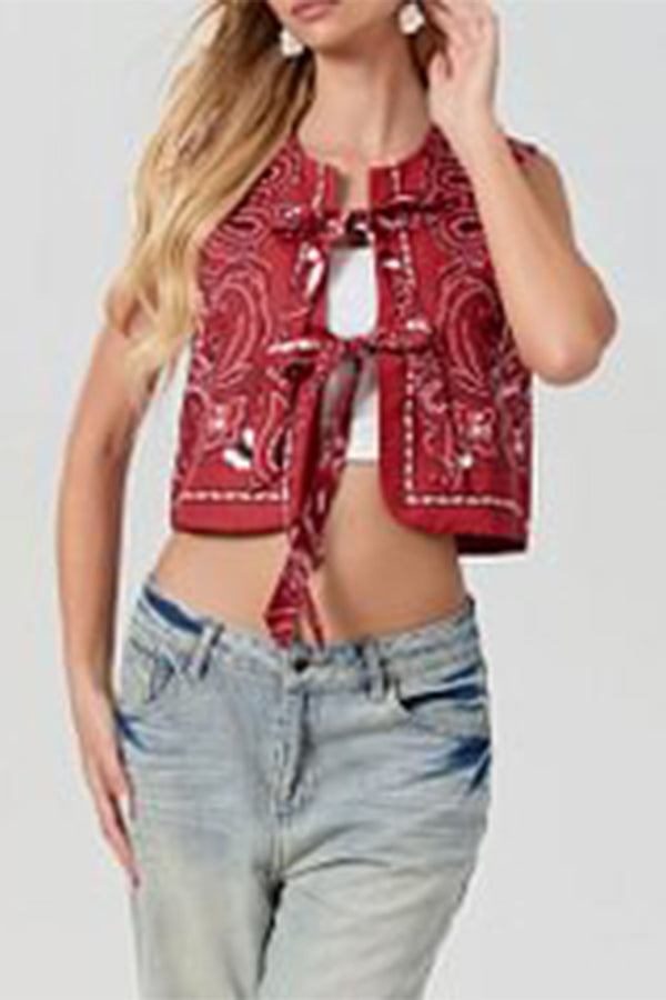 TR3269 Boho Crop Vest Outerwear