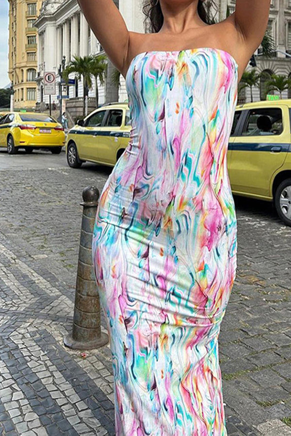 BS3255 Tie Dye Long Tube Dress