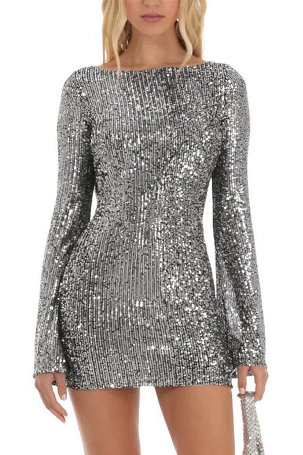 HBR1330 Silver Glam Mini Dress