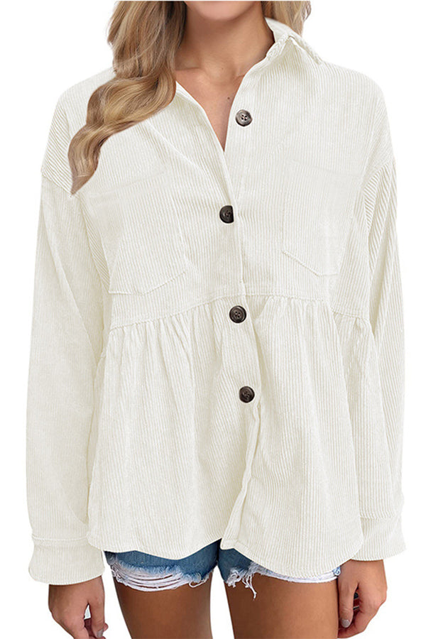 HWT1244 Button-Up Corduroy Shirt Top