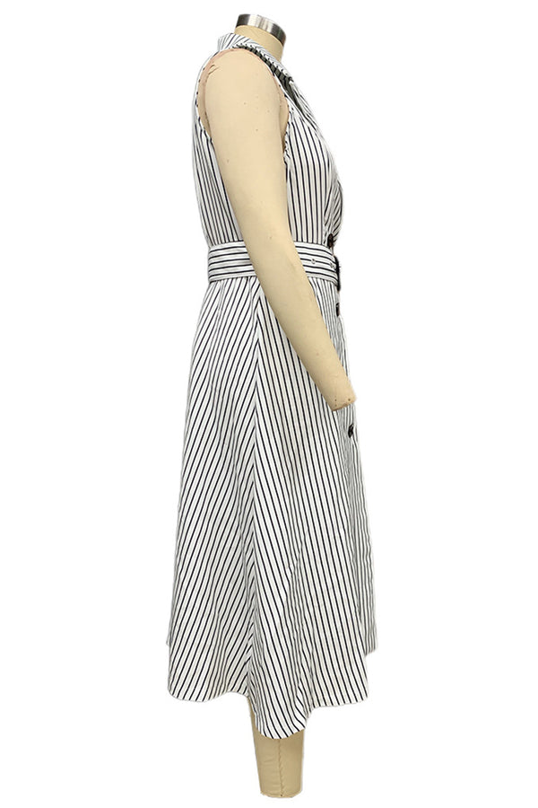 HBQ262 Collared Striped Maxi Dress