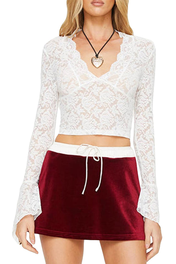 HTS1226 Lace Charm Crop Top