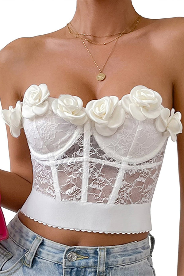 HTS1337 Floral Lace Bustier Top