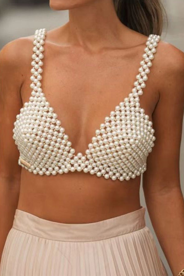 TR3032 Pearls Bralette Top