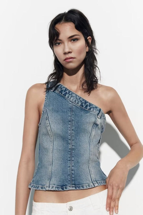 TC511 Sleeveless Denim Top