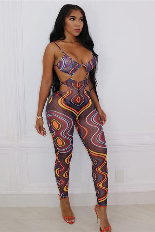 JD621 Graphic Mesh Jumpsuits