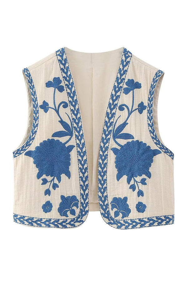 TD1125 Floral Embroidered Vest