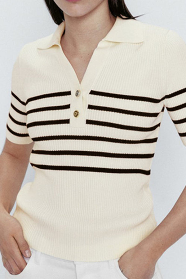 TD1156 Striped Short Sleeve Polo