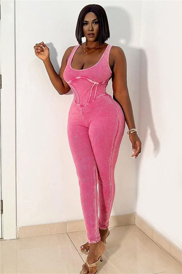 JE058 Sleeveless Bodycon Jumpsuits