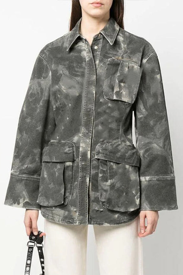 TE803 Zippered Multi Pockets Camo Jacket