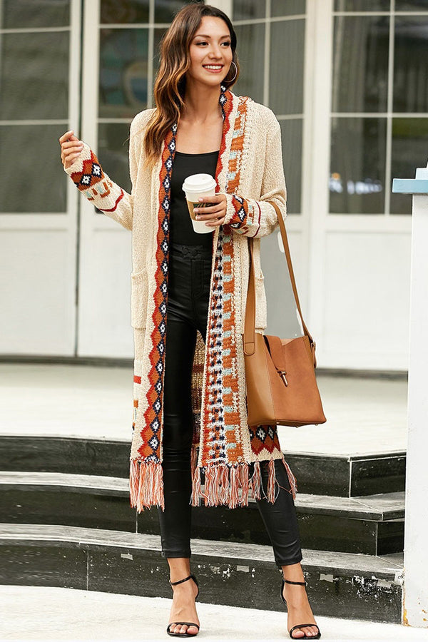 CF0368 Bohemian Tassels Cardigan