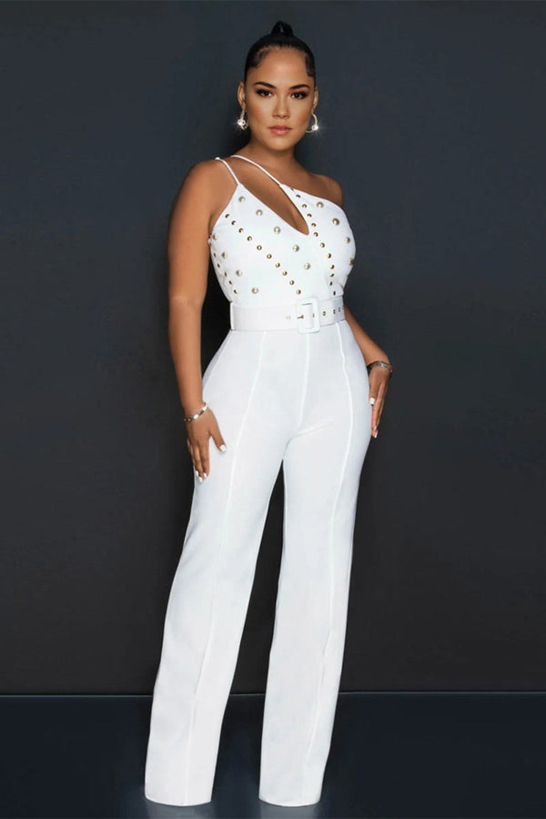 JG648 Solid Irregular Jumpsuit