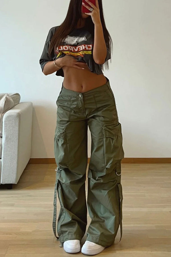 PG680 Loose Fit Cargo Wide Leg Pants