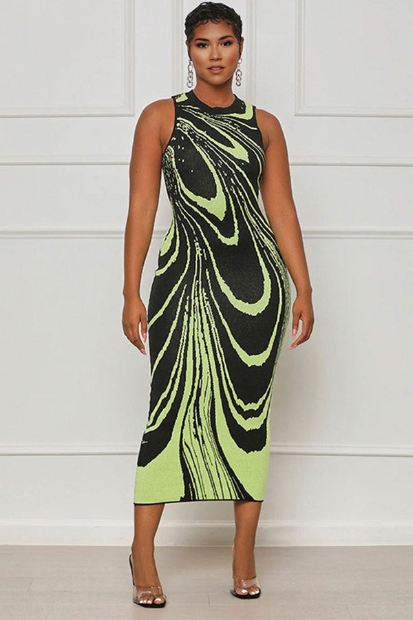 BG755 Graphic Sleeveless Maxi Dress