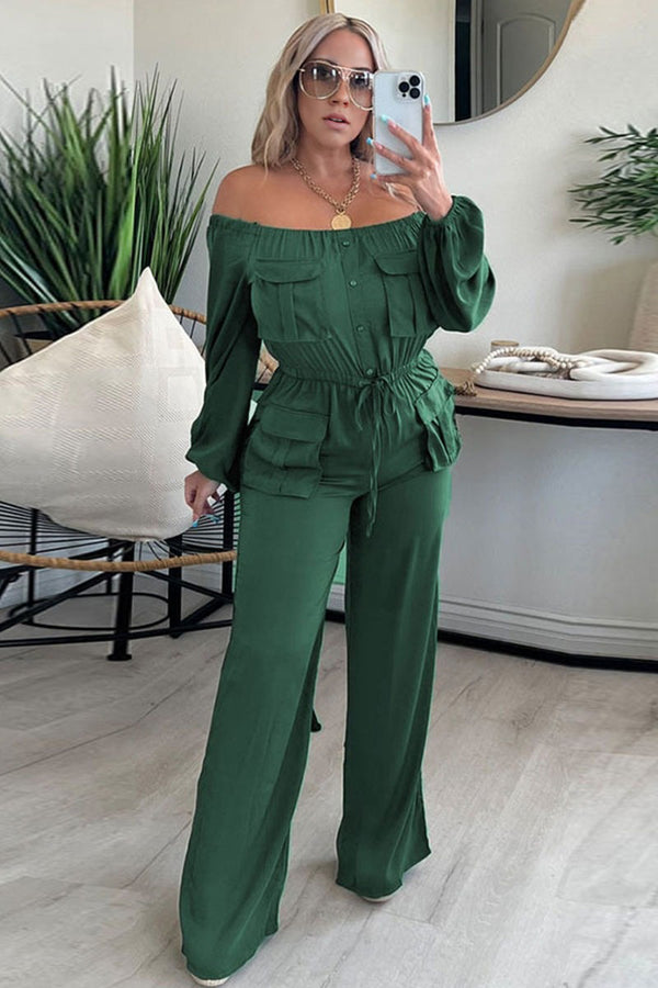 JH604 Off-Shoulder Long Sleeve Jumpsuit