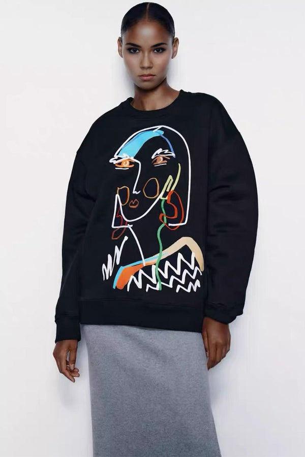 WH0491 Graphic Casual Sweatshirt