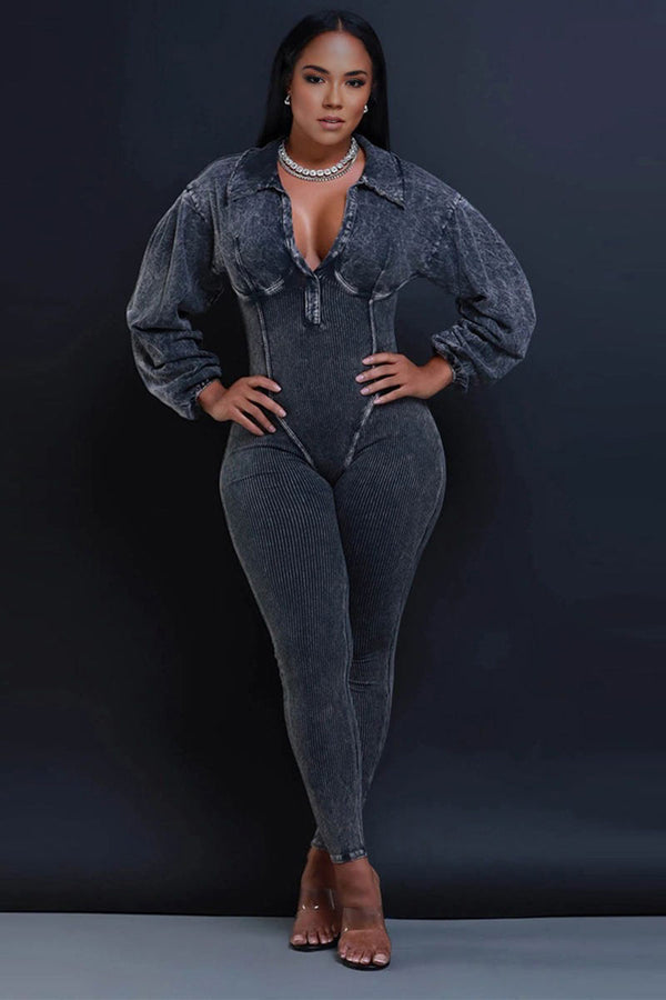 JH0504 V neck Fitted Jumpsuits