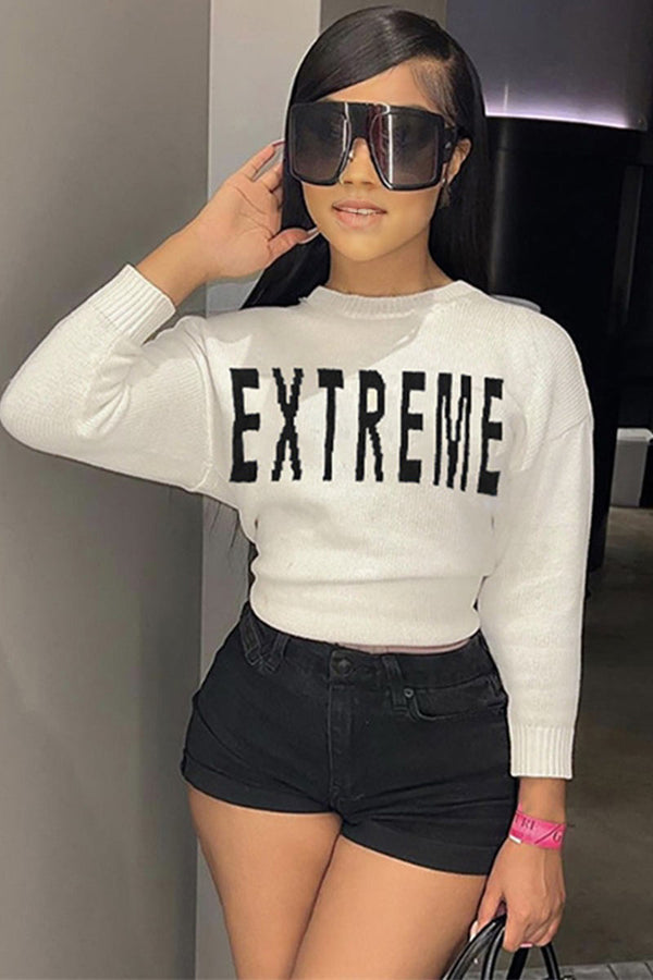 WI702 Solid Knitted Crop Sweater