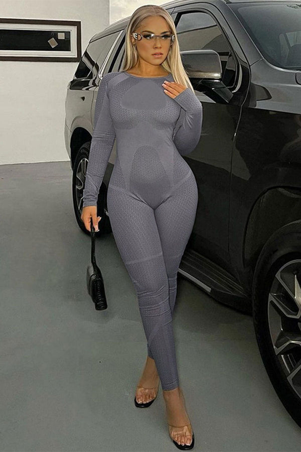 JI761 Long Sleeve Bodycon Jumpsuit