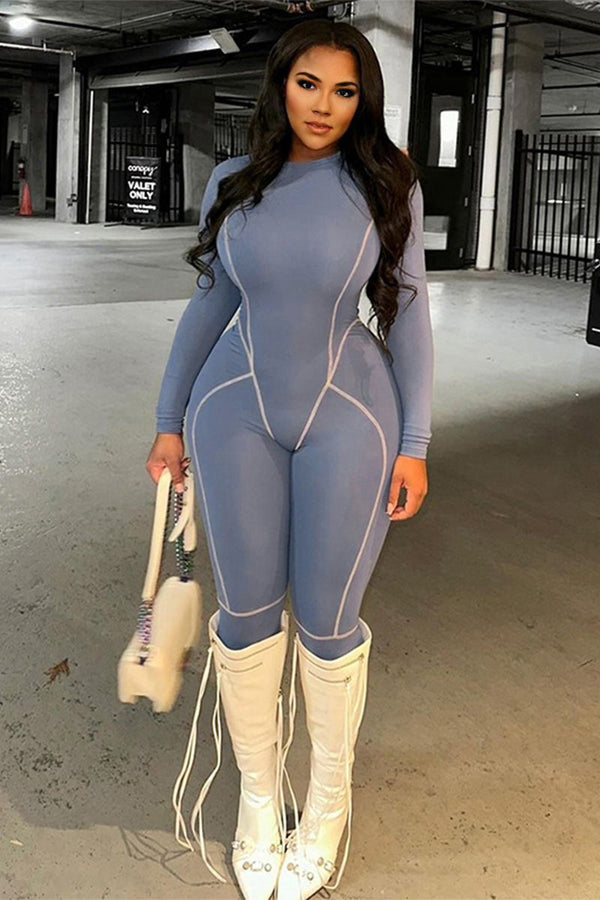 JJ0316 Long Sleeve Bodycon Jumpsuits