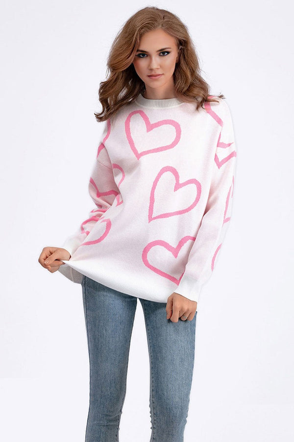 WJ0477 Hearts Pullover Sweater