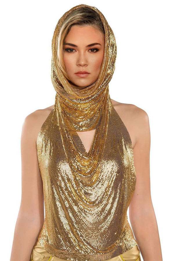 TF0289 Metal Sequins Hoodie Tank Top