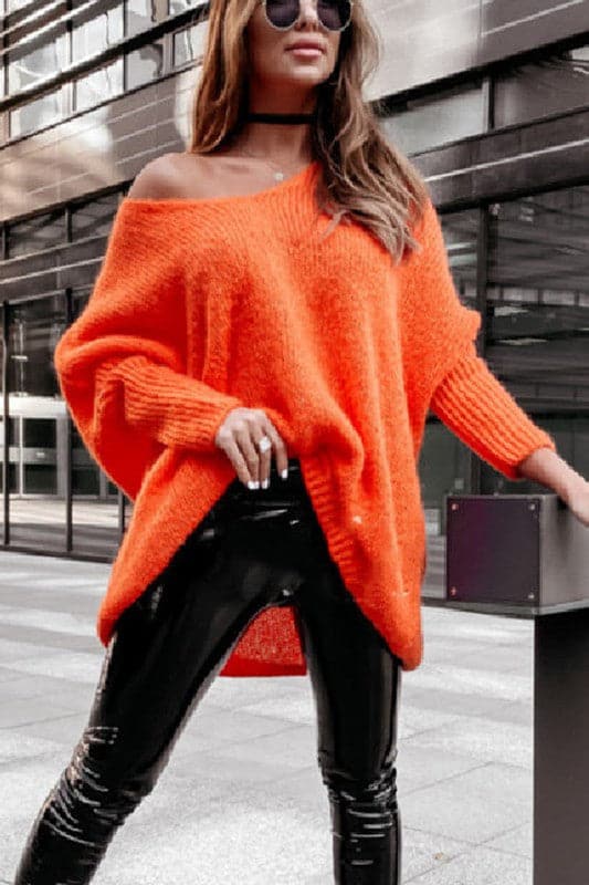 TT635 Off Shoulder Batwing Sleeve Sweater