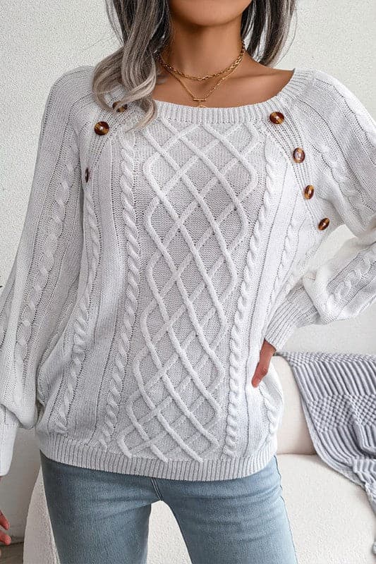 TX859 Square Neck Knitted Sweater