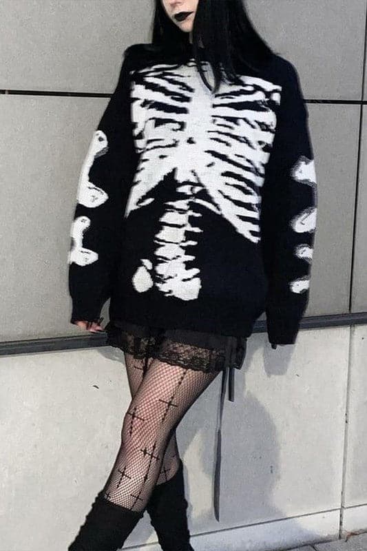 TX871 Knitted Skeleton Sweater