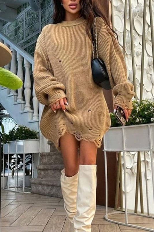 BX910 Loose Knitted Sweater Dress