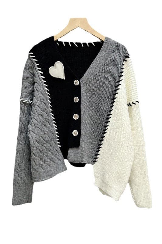 TX946 V Neck Knitted Button Cardigan