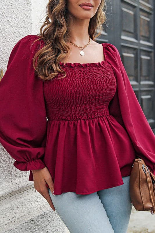 TX994 Puff Sleeve Tunic Top