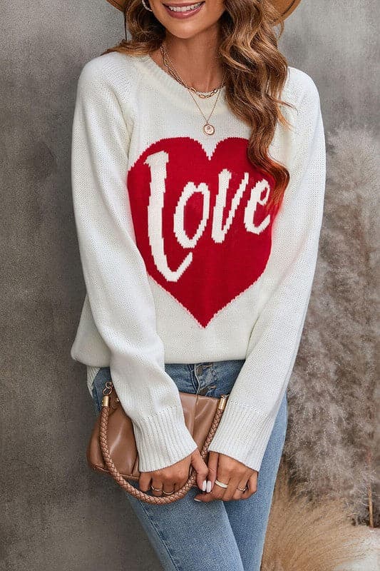 WX823 Heart Letter Sweater