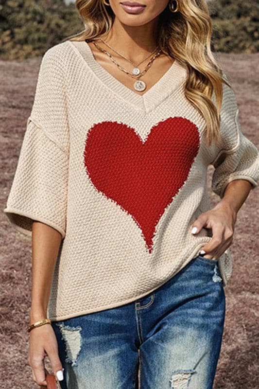 WX847 Heart Print Sweater