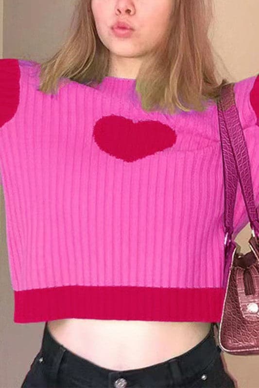 WY867 Heart Printed Sweater