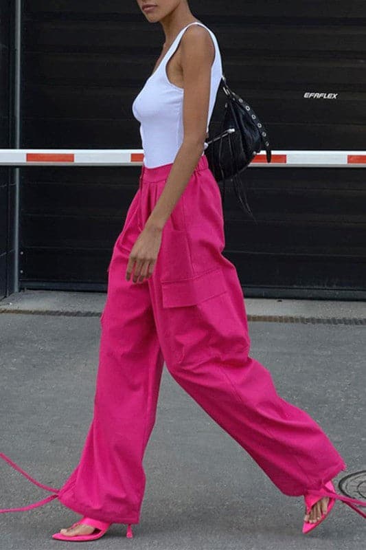 PY318 Hot Pink Cargo Pants