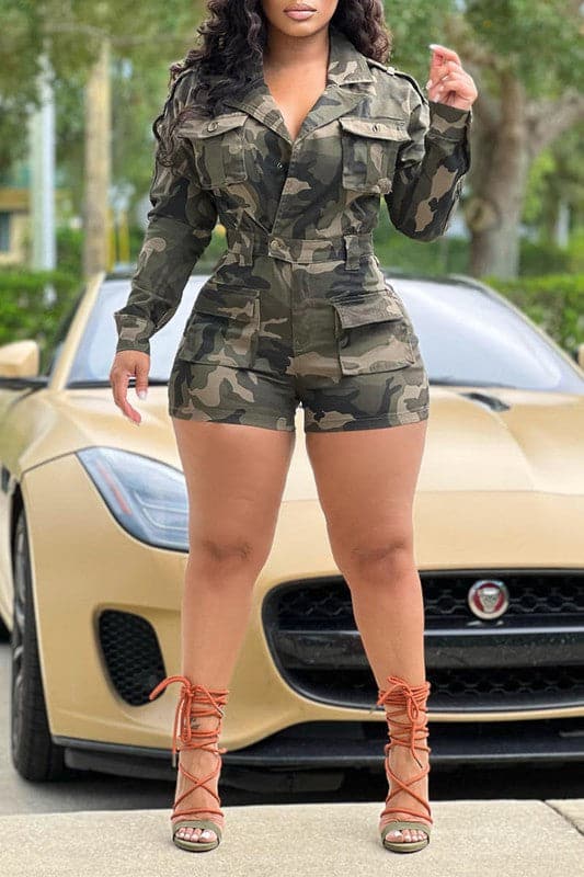 JZ114 Camo Long Sleeve Rompers