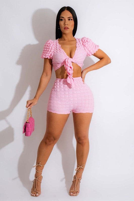 UZ464 Bubble Shirt and Shorts Set